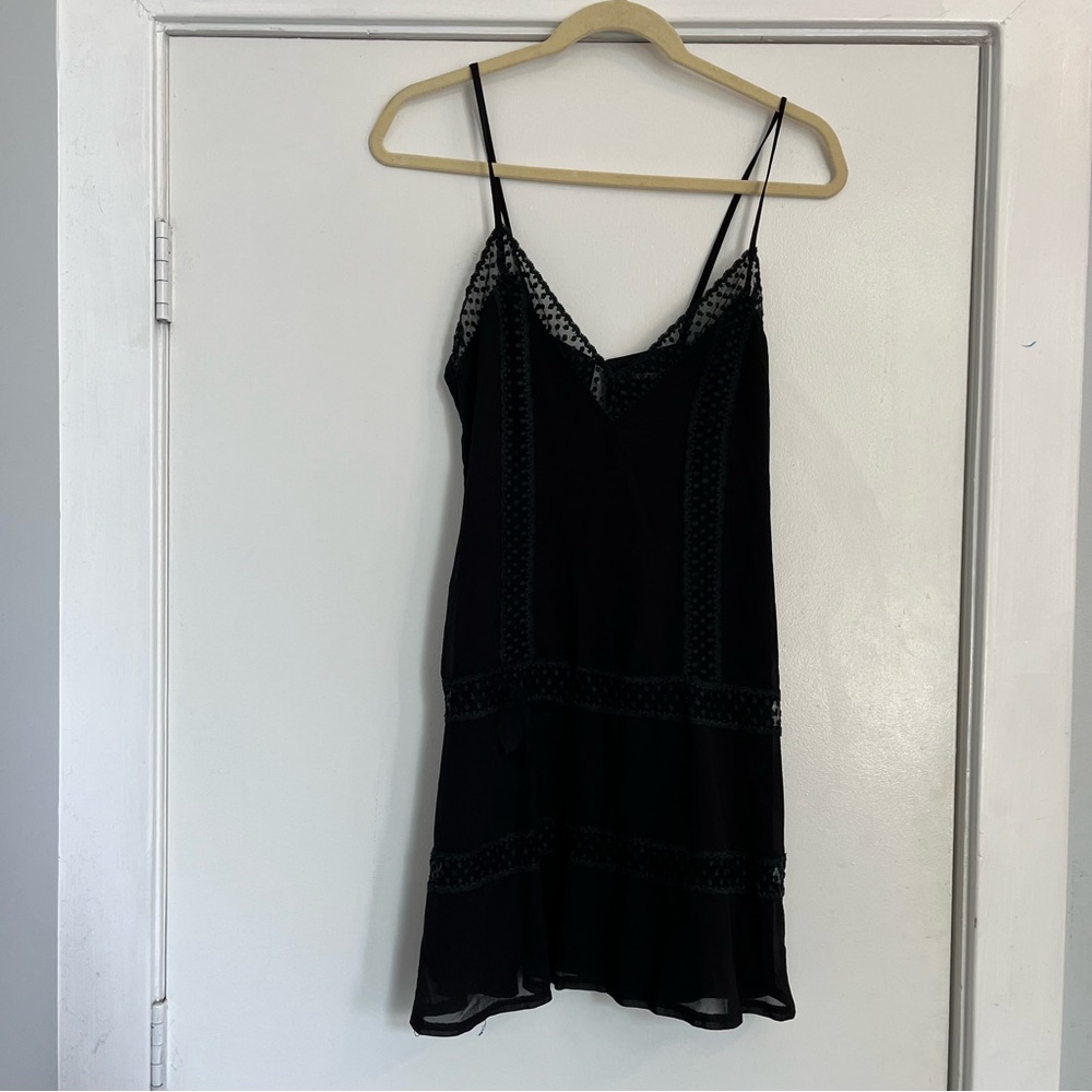 NWT Black Boohoo Sonia lace slip dress